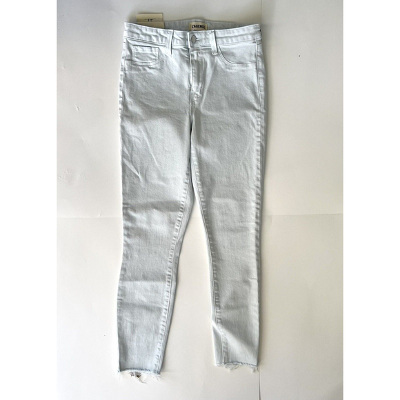 L'AGENCE Margot High Rise Ankle Skinny Jeans Powder Light Wash 27 NWT Rough Hem - Picture 2 of 7